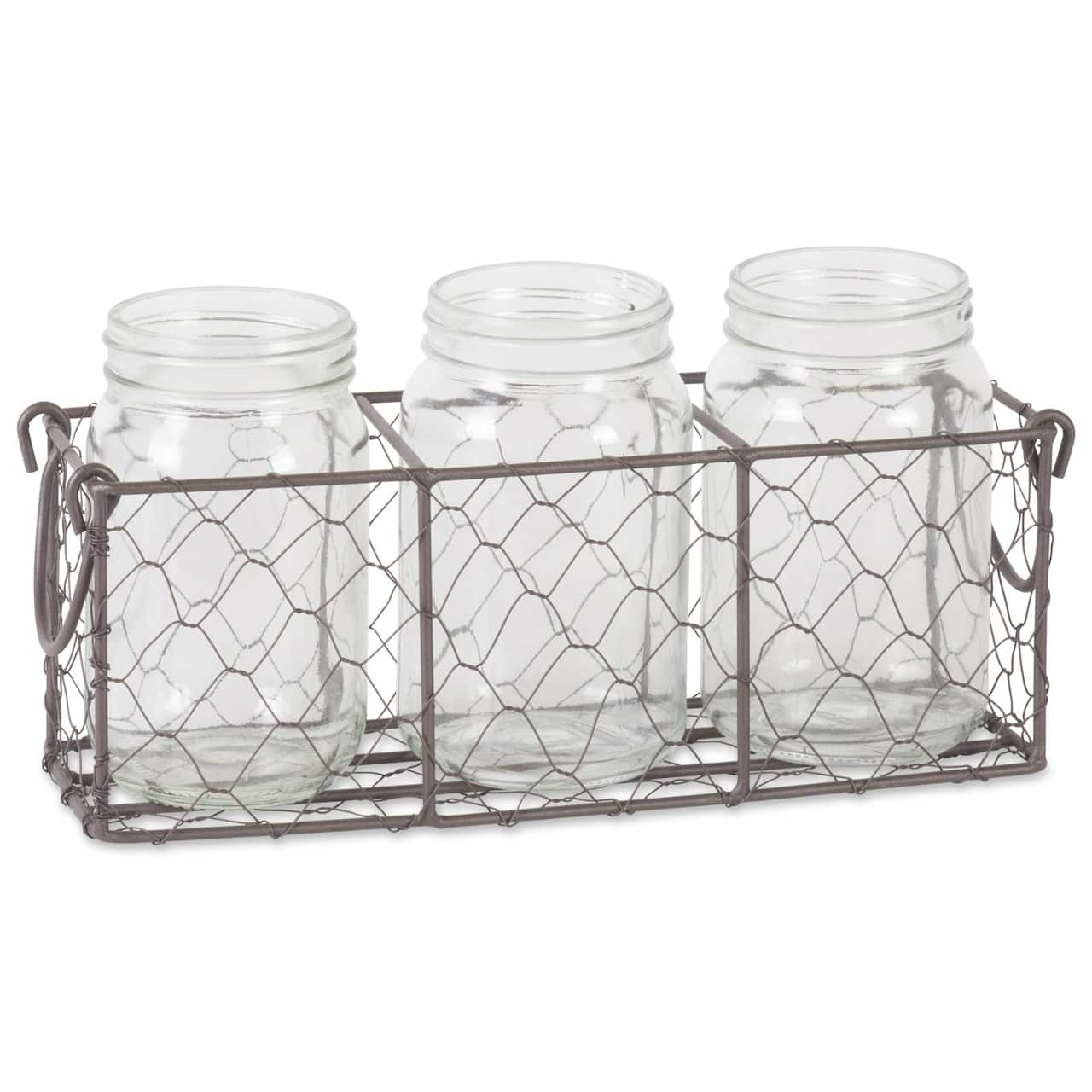 DII® Rustic Chicken Wire Flatware Caddy with Clear Jars